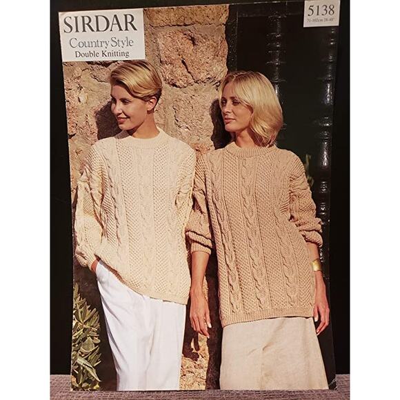 New Sirdar 5138 Country Style Double Knitting Pullover Cabled Sweater Pattern - Picture 2 of 3